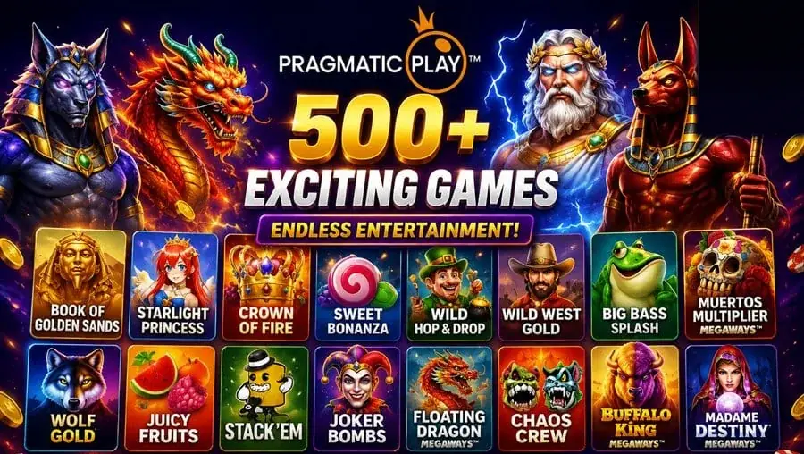 Pragmatic Play slot games including Sweet Bonanza, Big Bass Splash and Wolf Gold