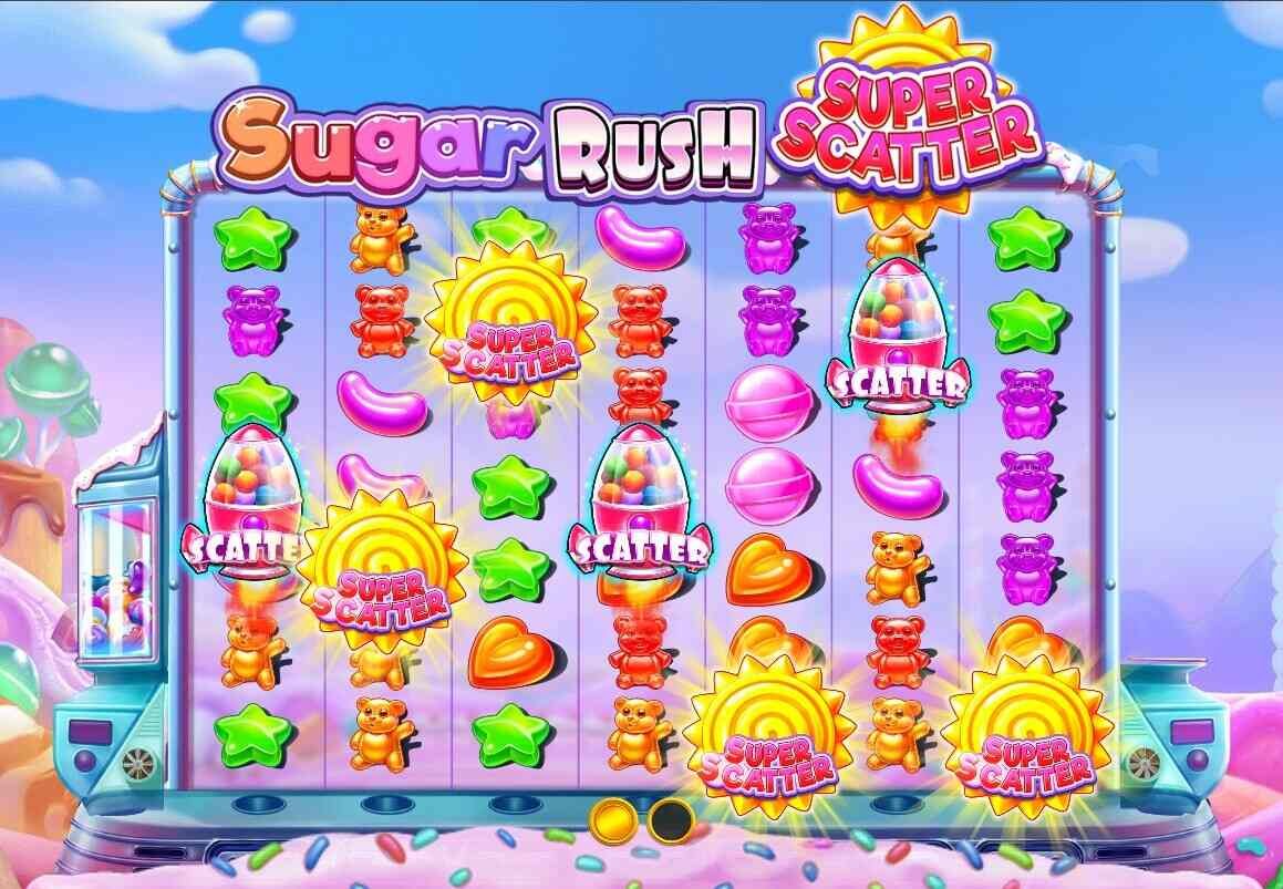 Sugar Rush Super Scatter demo – captura del tablero